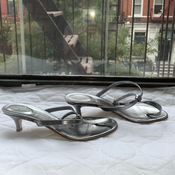 silver kitten heels size 9